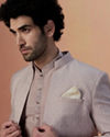 Lilac Self Design Jacket Indo Western image number 5